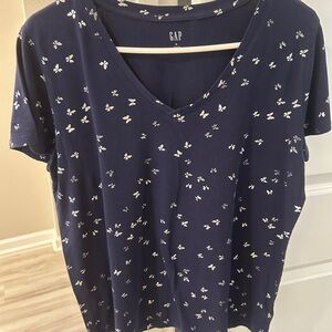 GAP Blue and Silver Butterfly Short Sleeve Tee